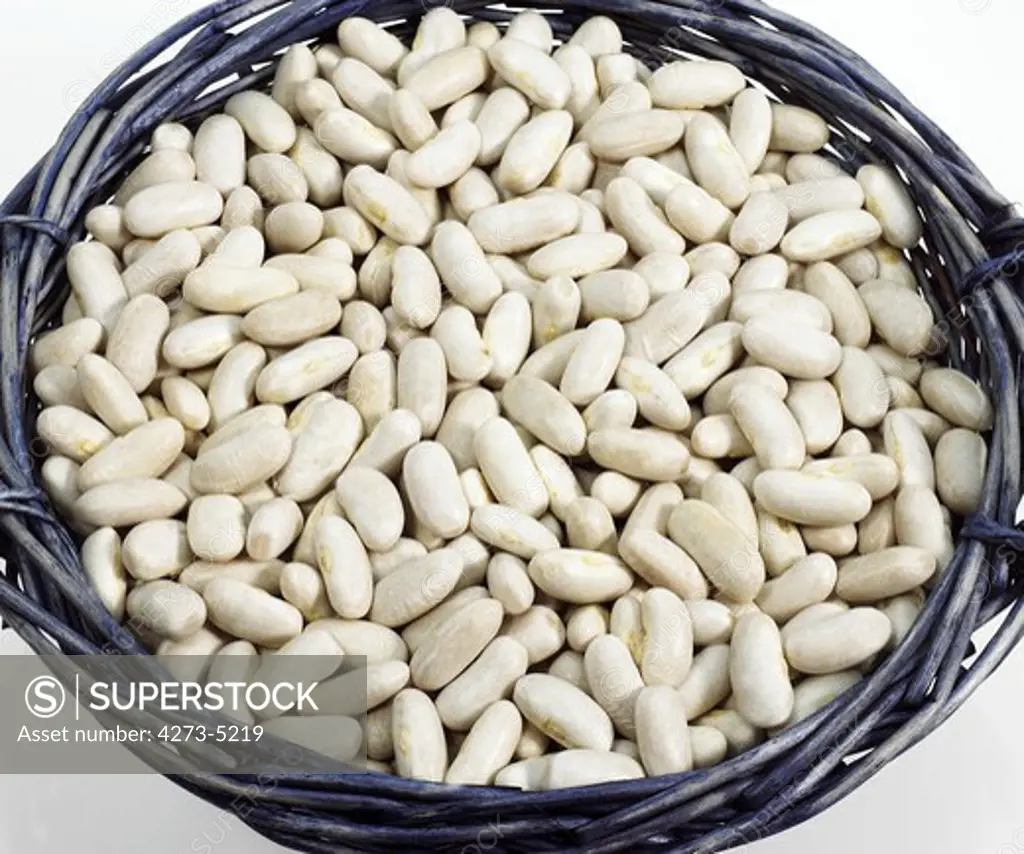 French Beans Called Mogette De Vendee, Phaseolus Vulgaris, Beans Against White Background