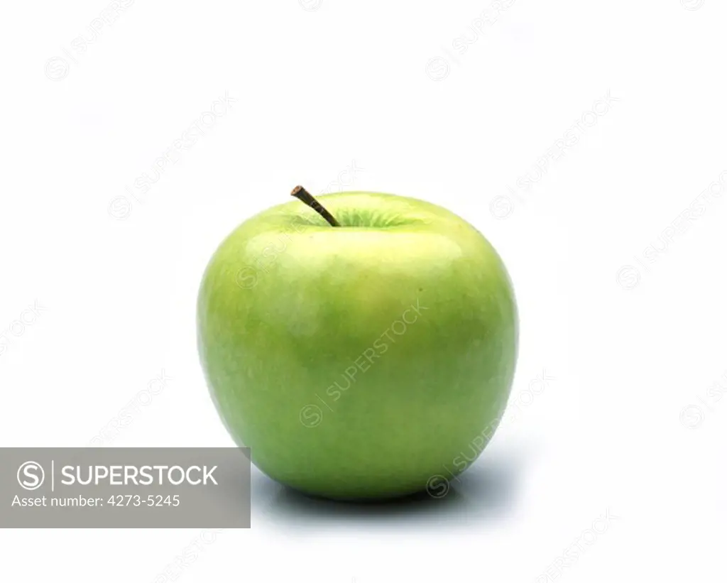 Granny Smith Apple, Malus Domestica, Fruit Against White Background
