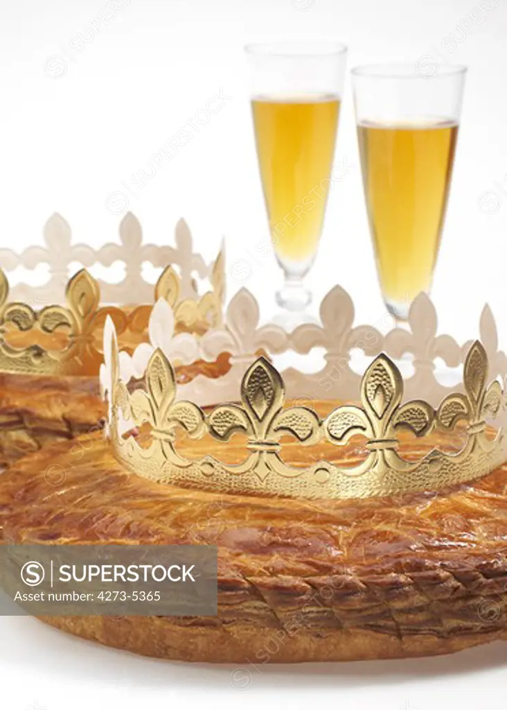 Galette Des Rois With Cider, French King Cake Celebrating Epiphany, Normandy