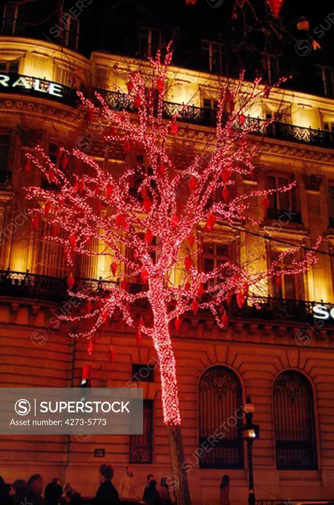 Christmas Illuminations At Galeries Lafayette, Boulevard Hausmanns In Paris, France