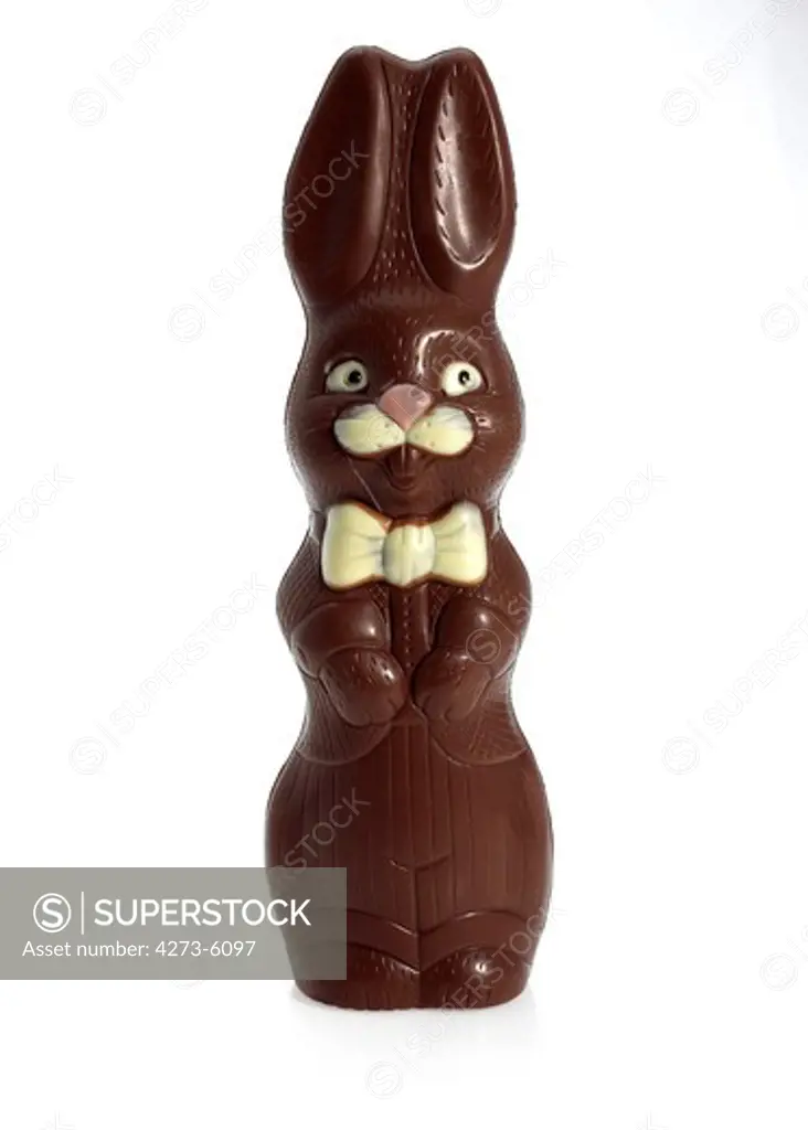 Chocolate Easter Rabbit Against White Background