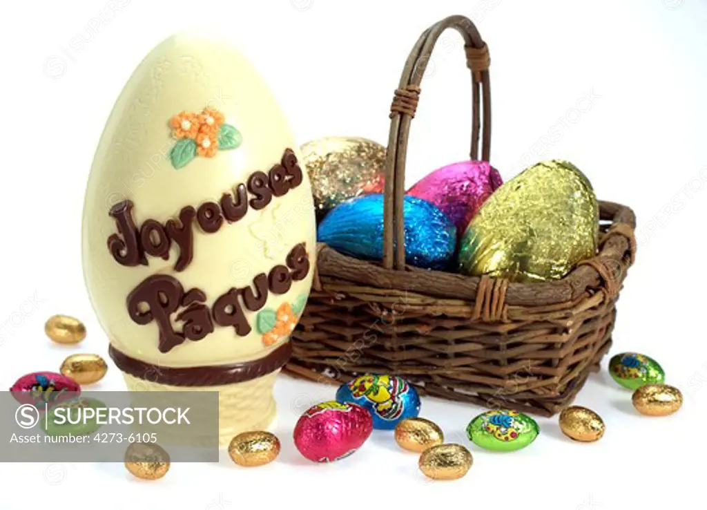 Chocolate Easter Eggs Against White Background