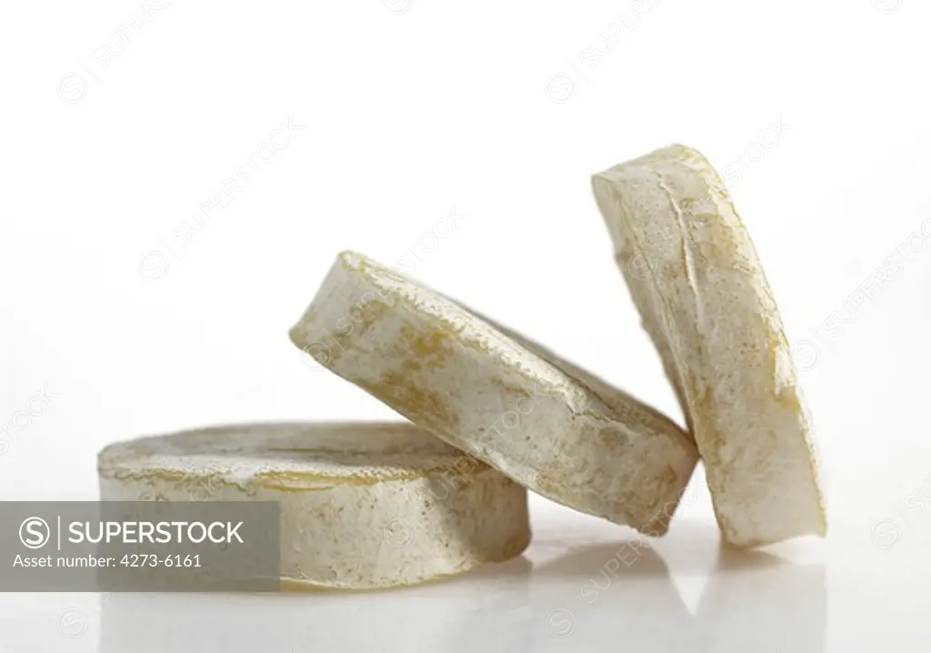 Rocamadour, French Goat Cheese Against White Background
