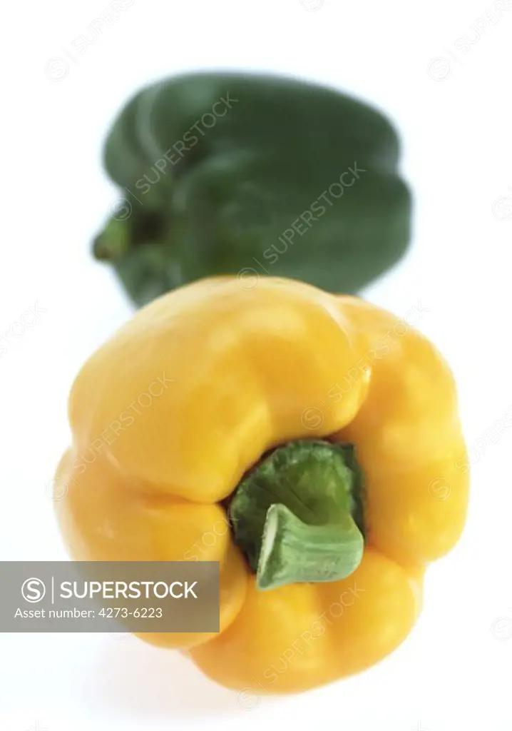 Sweet Green And Sweet Yellow Pepper Capsicum Annuum