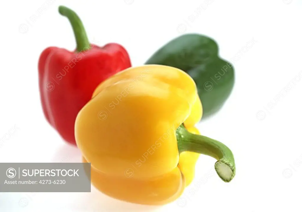 Sweet Red, Sweet Yellow And Sweet Green Pepper Capsicum Annuum