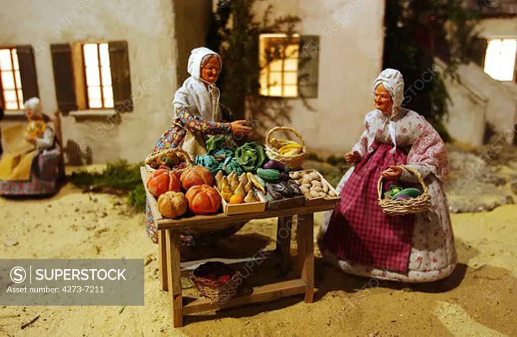 Provencal Santons, Women At The Market, Drome In South Of France