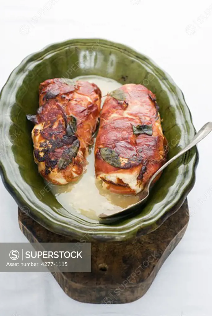 Chicken stuffed ham with ricotta