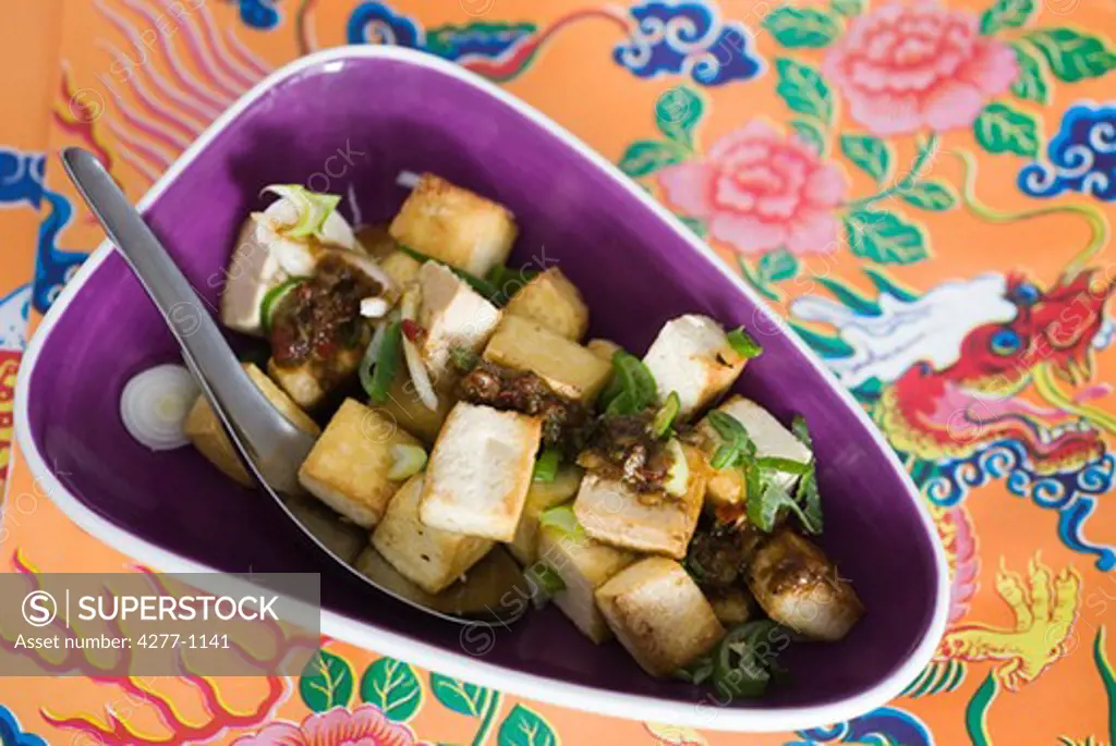 Sauted tofu with soy sauce