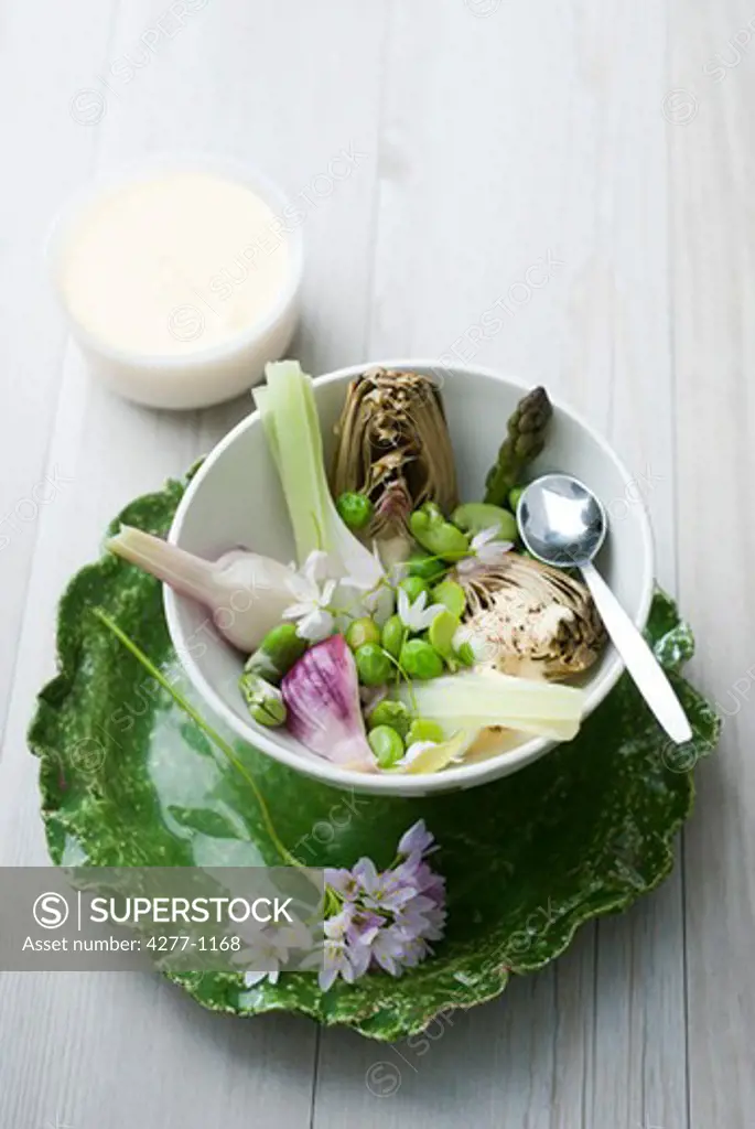 Spring vegetables with aioli