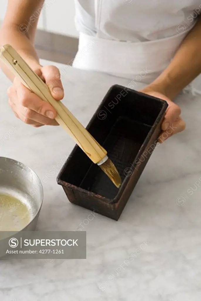 Greasing loaf pan