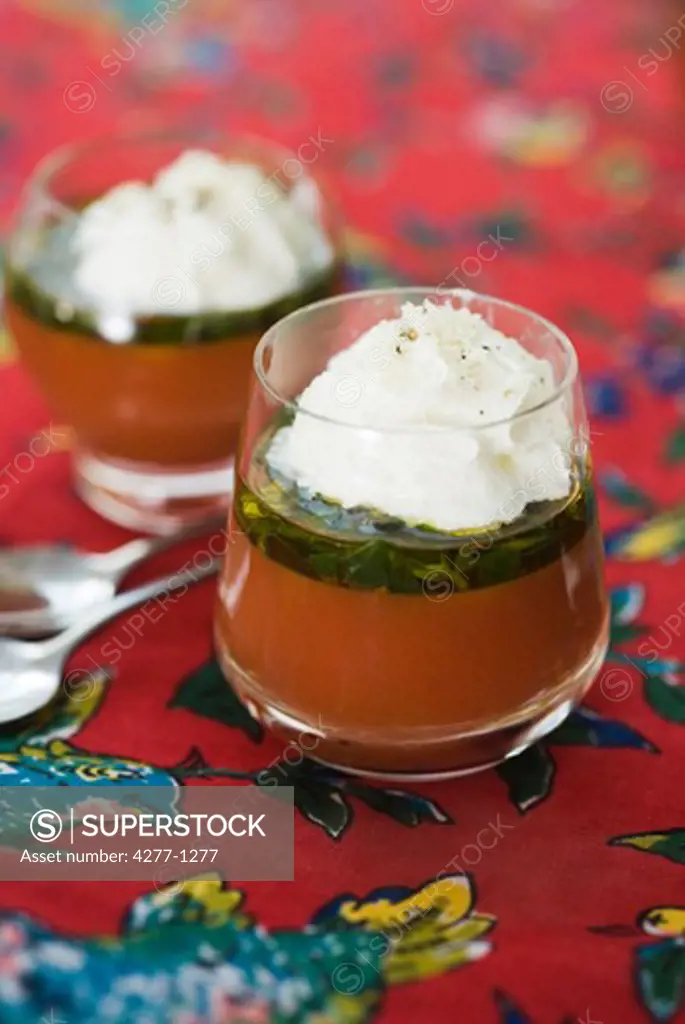 Tomato aspic with whipped ricotta