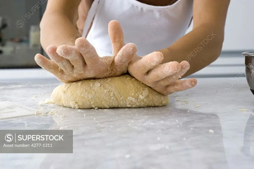 Kneading pasta dough