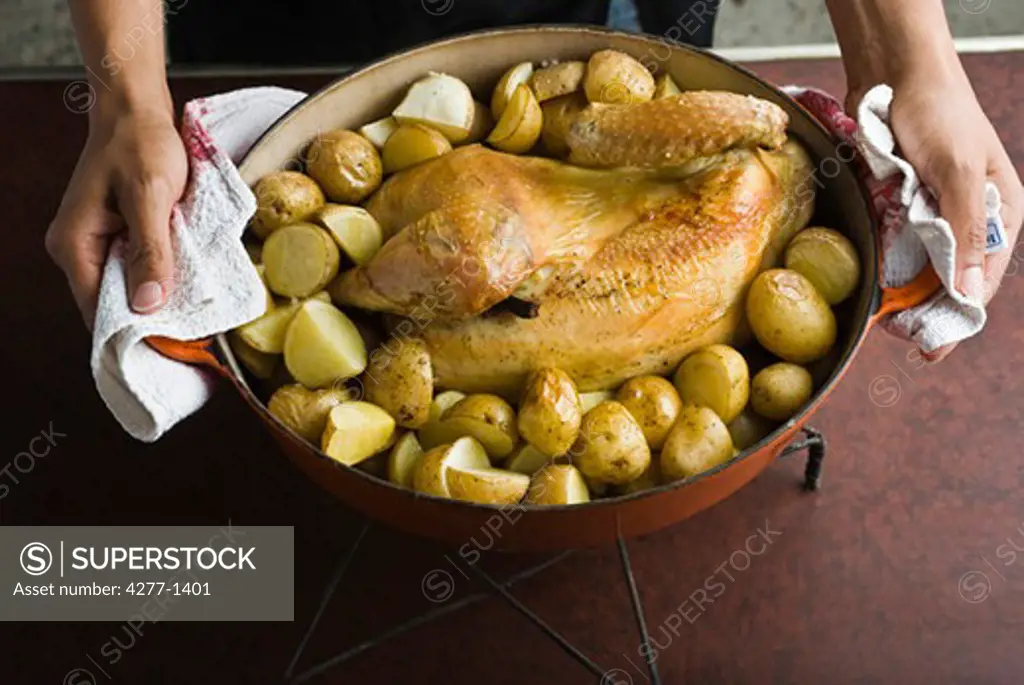 Stuffed roast chicken with licorice root