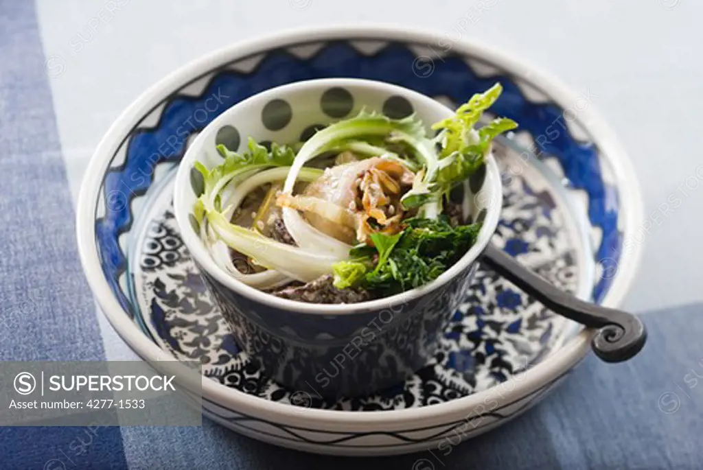 Sauted cabbage and rapeseed leaves with coconut