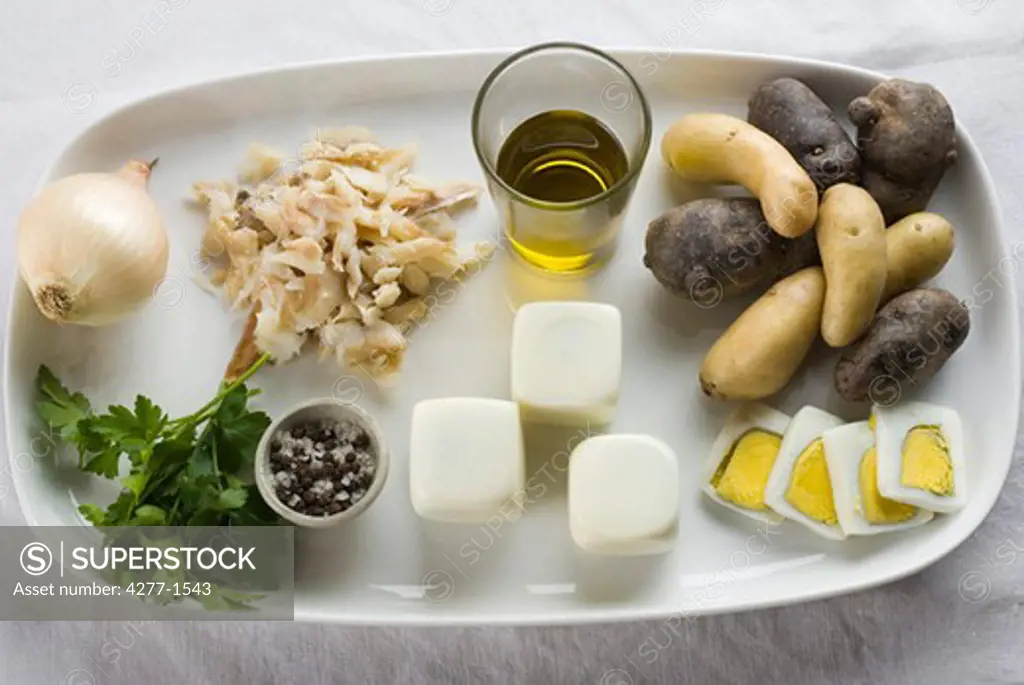 Cod and potato salad, ingredients