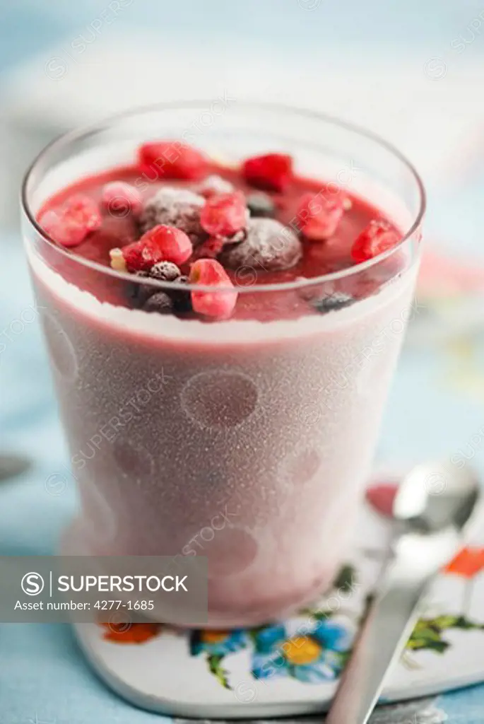 Frozen yogurt with berries