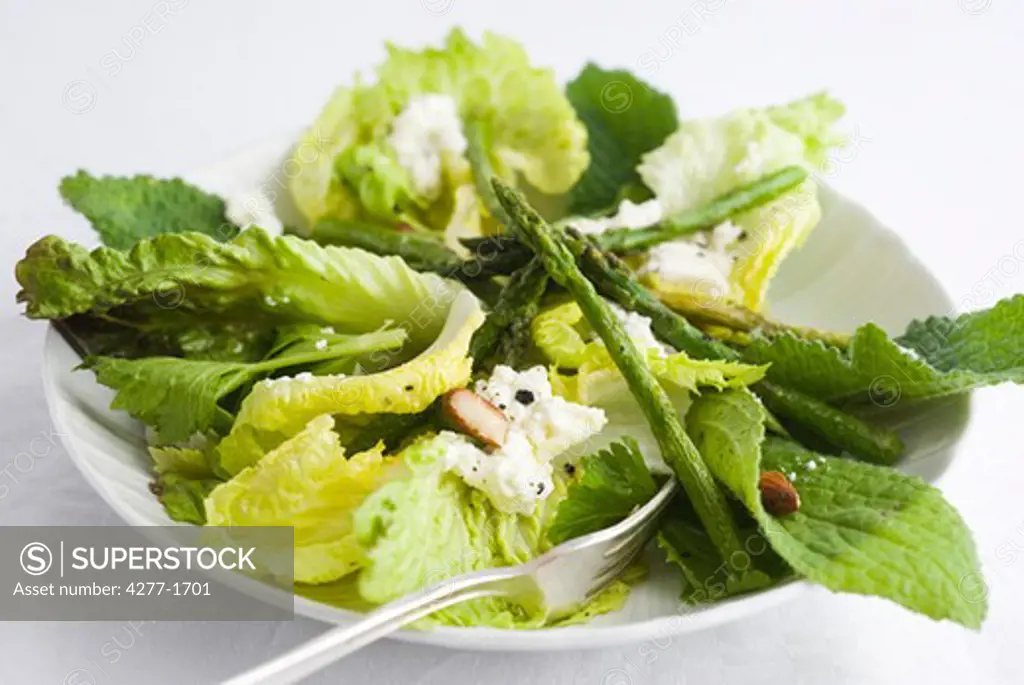 Salad with asparagus and ricotta