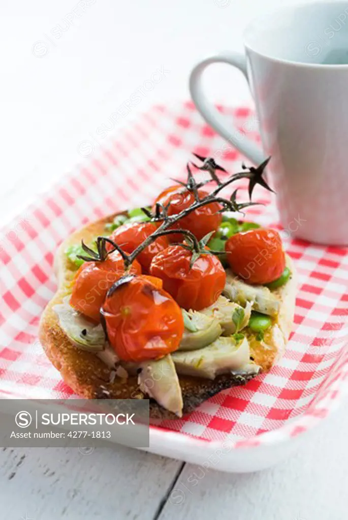 Toast with spring vegetables