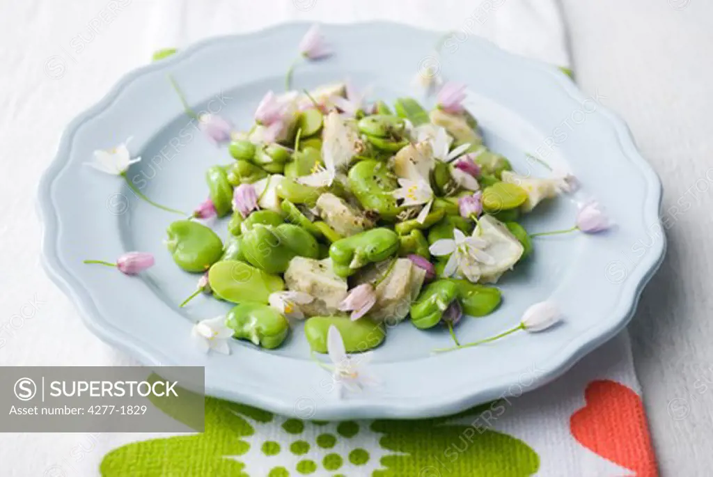 Broad bean and artichoke salad