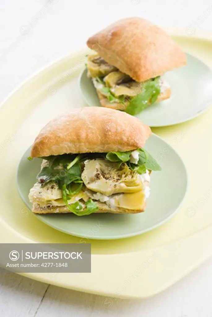 Marinated artichoke sandwiches