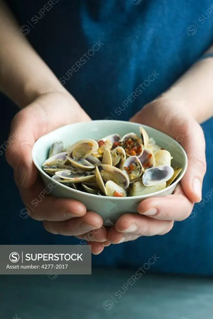 Tellina clams with lime and chili paste