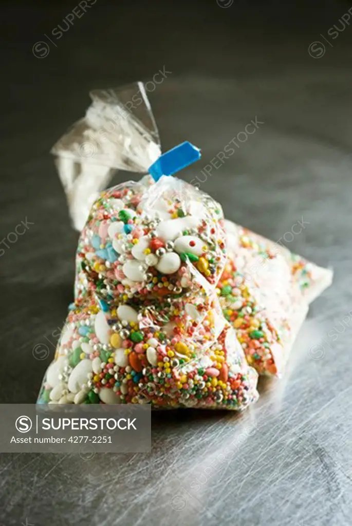 Candy sprinkles in plastic bags