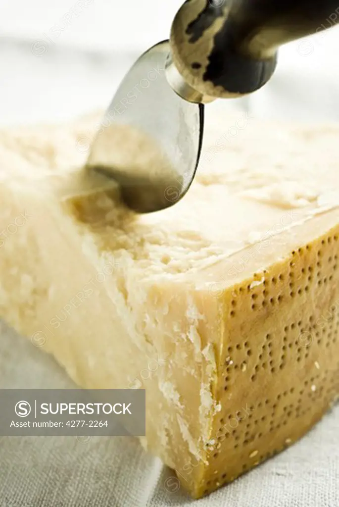 Parmesan cheese and cheese knife