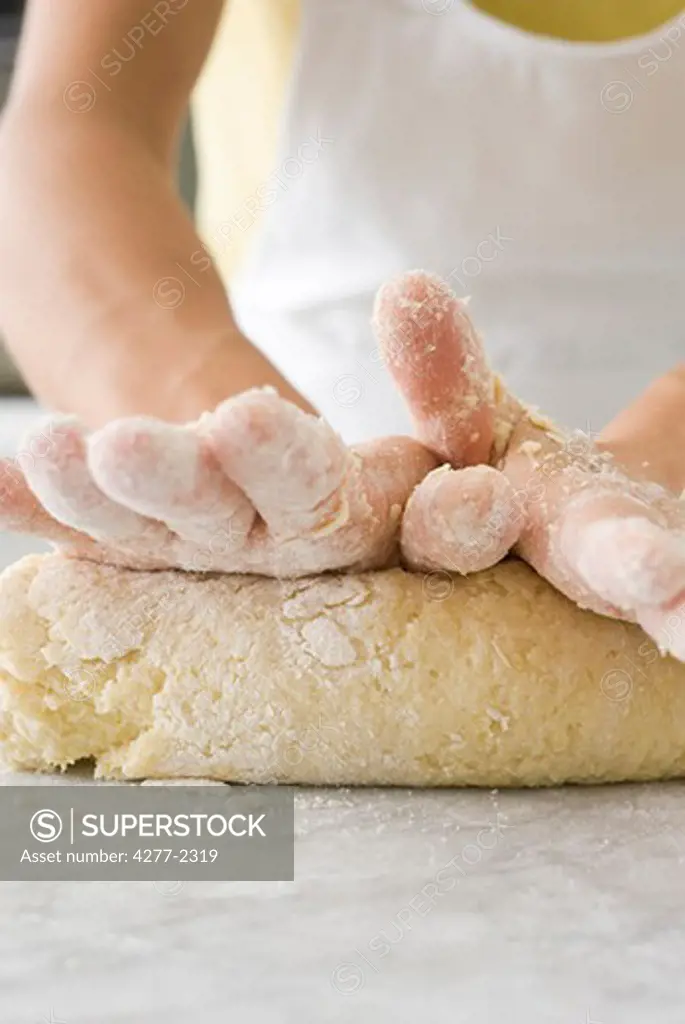 Kneading fresh gnocchi dough