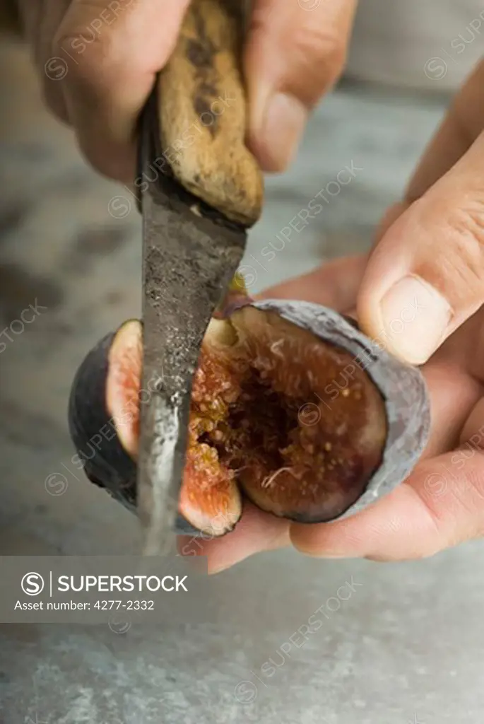 Cutting a fresh fig