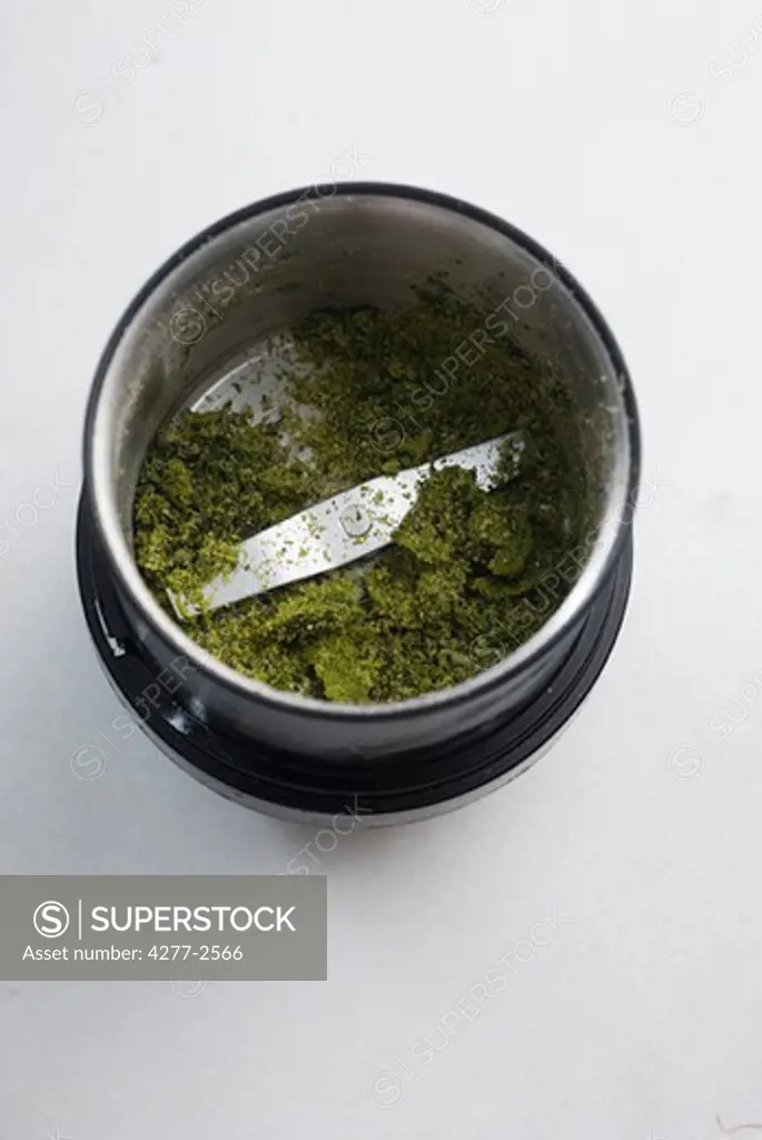 Chopped ingredients in food processor