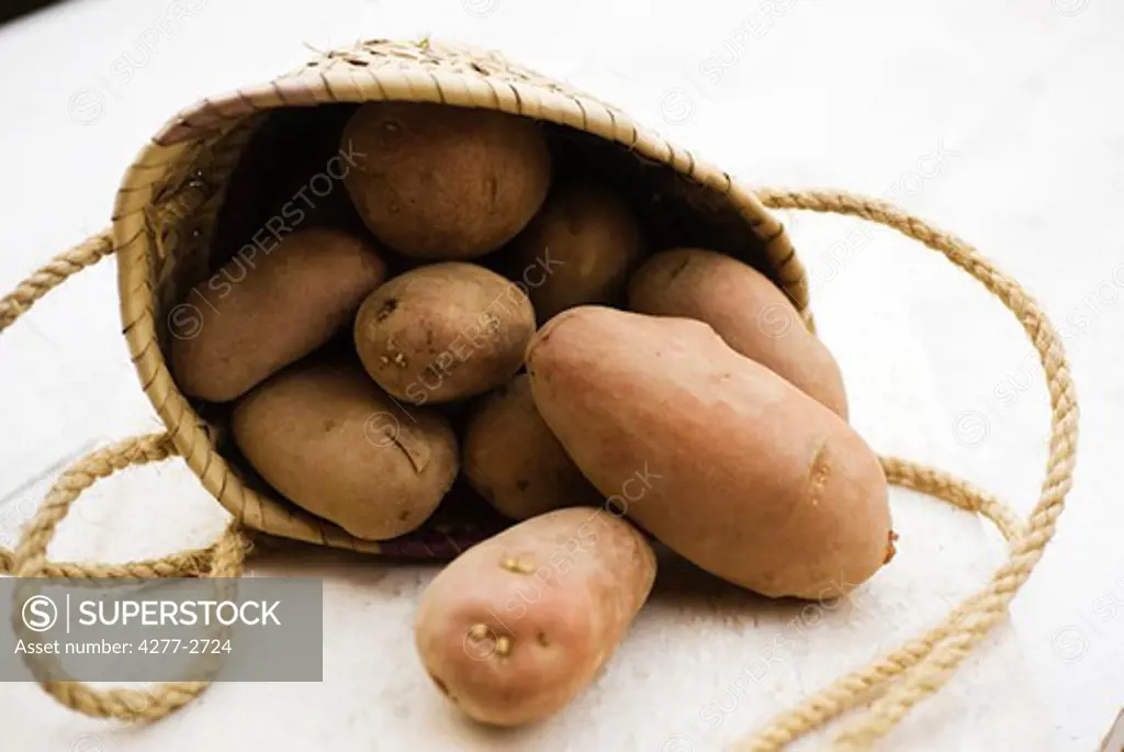 Potatoes spilling out of bag