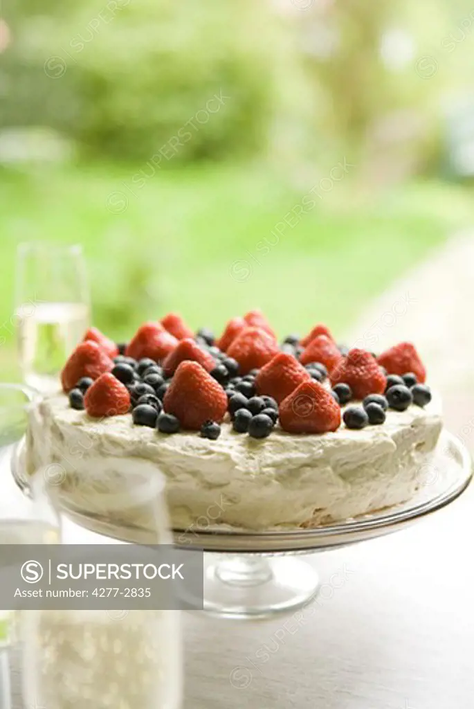 Strawberry blueberry cake