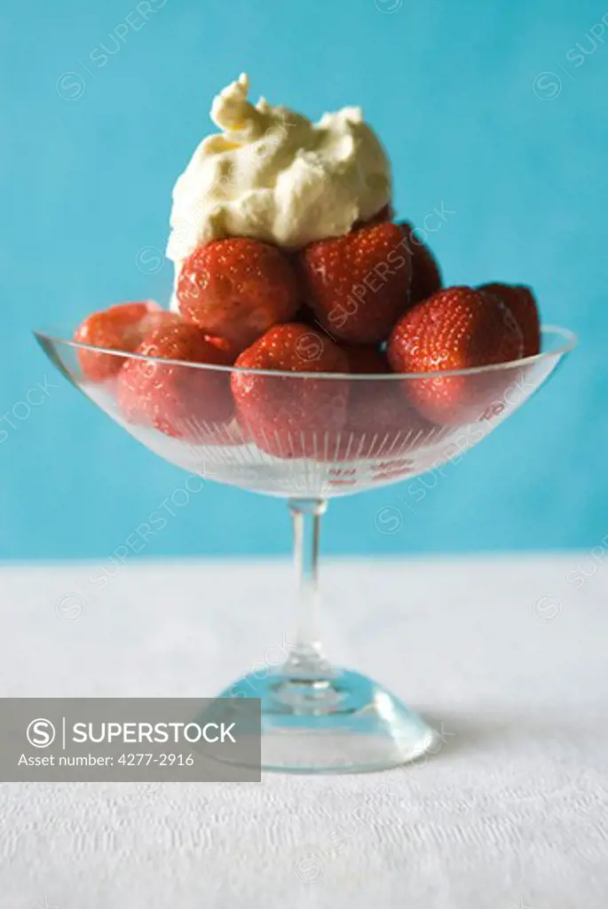 Fresh strawberries with whipped cream