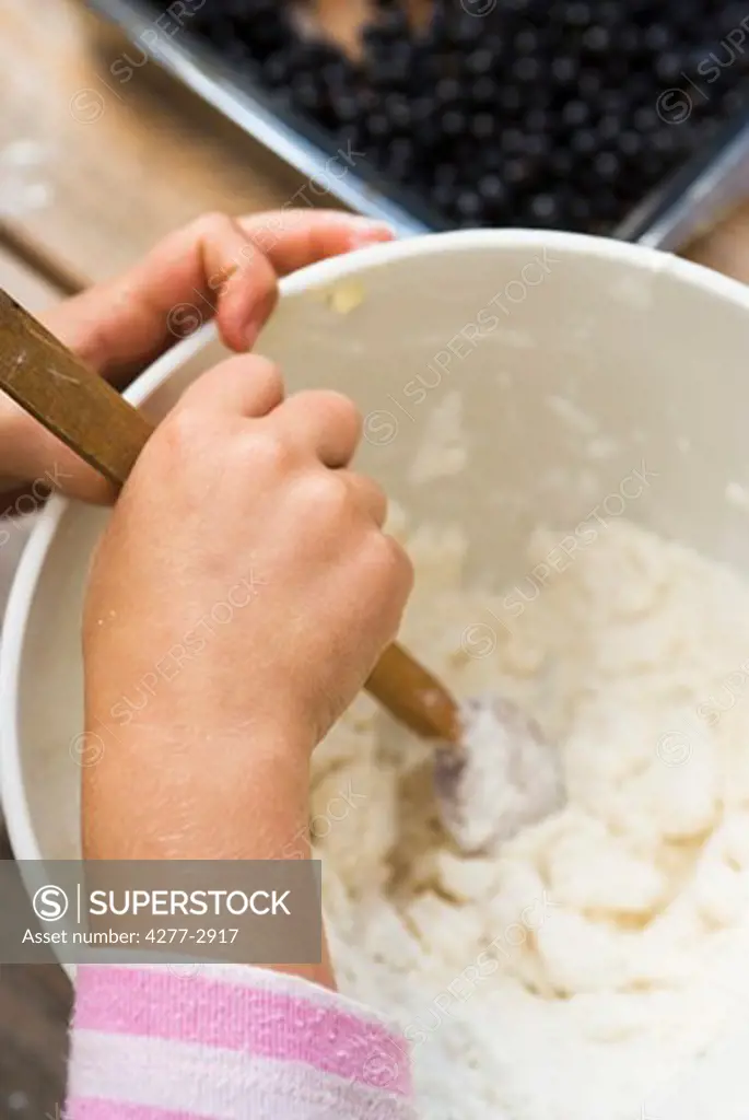 Preparing dough in mixing bowl