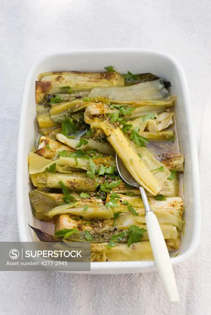 Braised leeks with curry