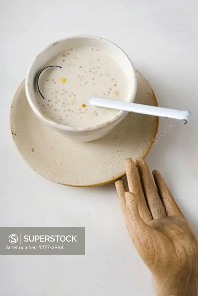 Coconut tapioca and sweetcorn soup