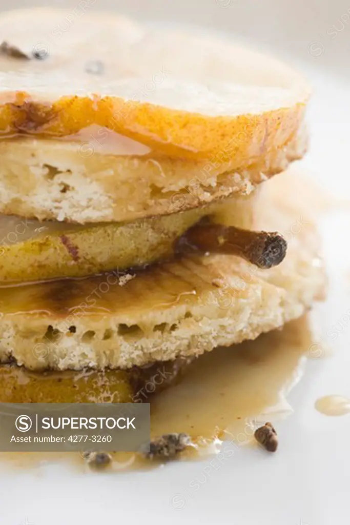 Pancakes with caramelized pears