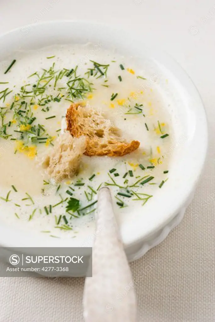 Celery soup with lemon zest