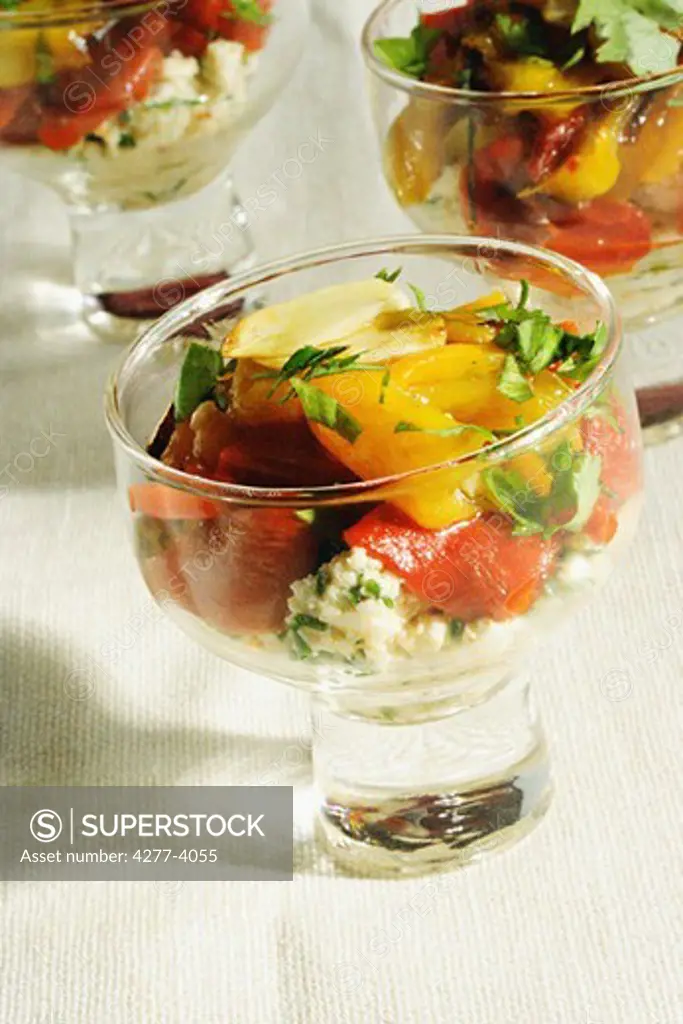 Bell pepper confit with goat cheese