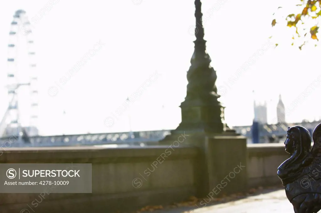 Detail of Bench Armrest with Sphinx Sculpture, Embankment, London, England