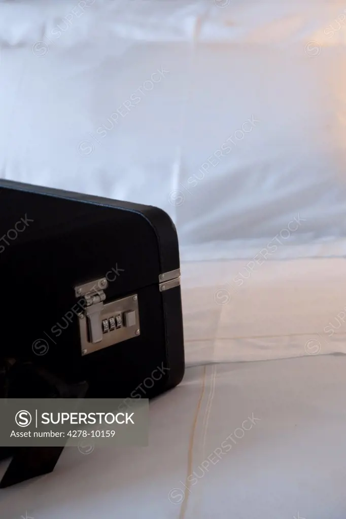 Close up of Suitcase on Bed