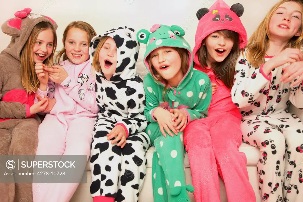 Group of Smiling Girls Wearing Animal Costumes