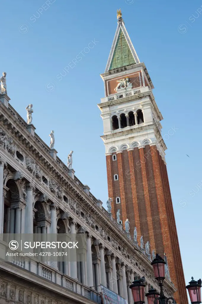 National Library of St Mark's and St. Mark's Campanile, Venice, Italy