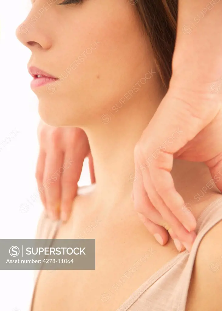 Woman Receiving a Thai Yoga Massage, Close-up View