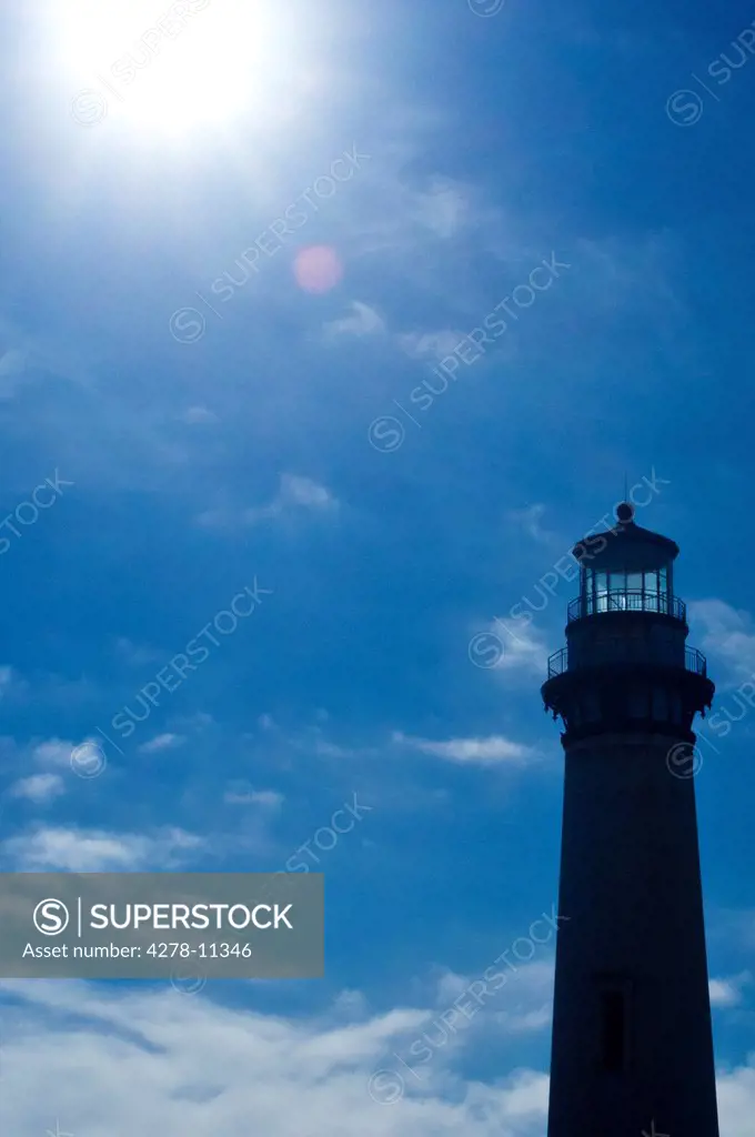 Pigeon Point Lighthouse against Blue Sky, California, USA