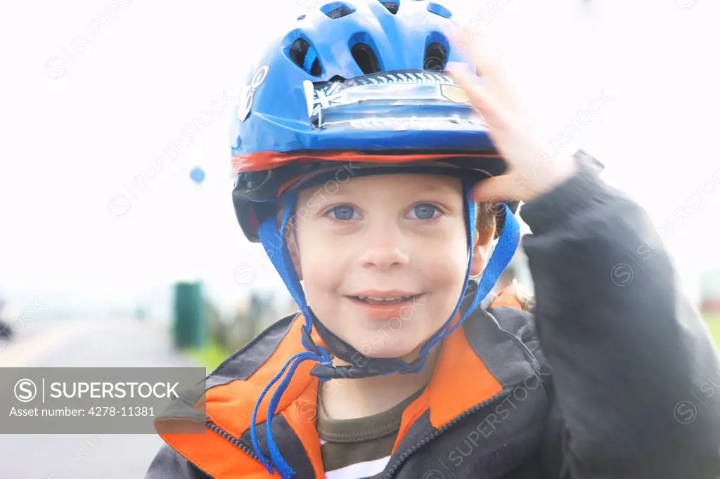 Young Boy Wearing Helmet