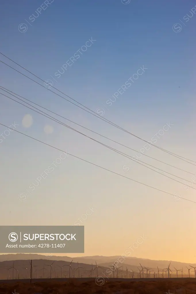 Electricity Wires and Wind Farm