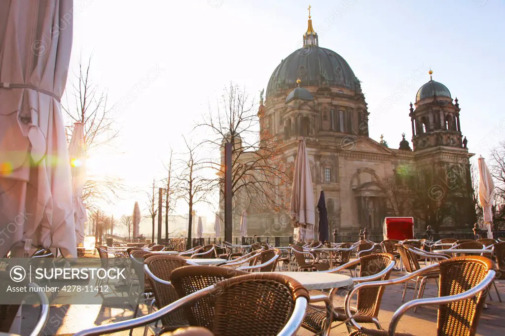 Outdoor Cafe and Cathedral, Berlin, Germany