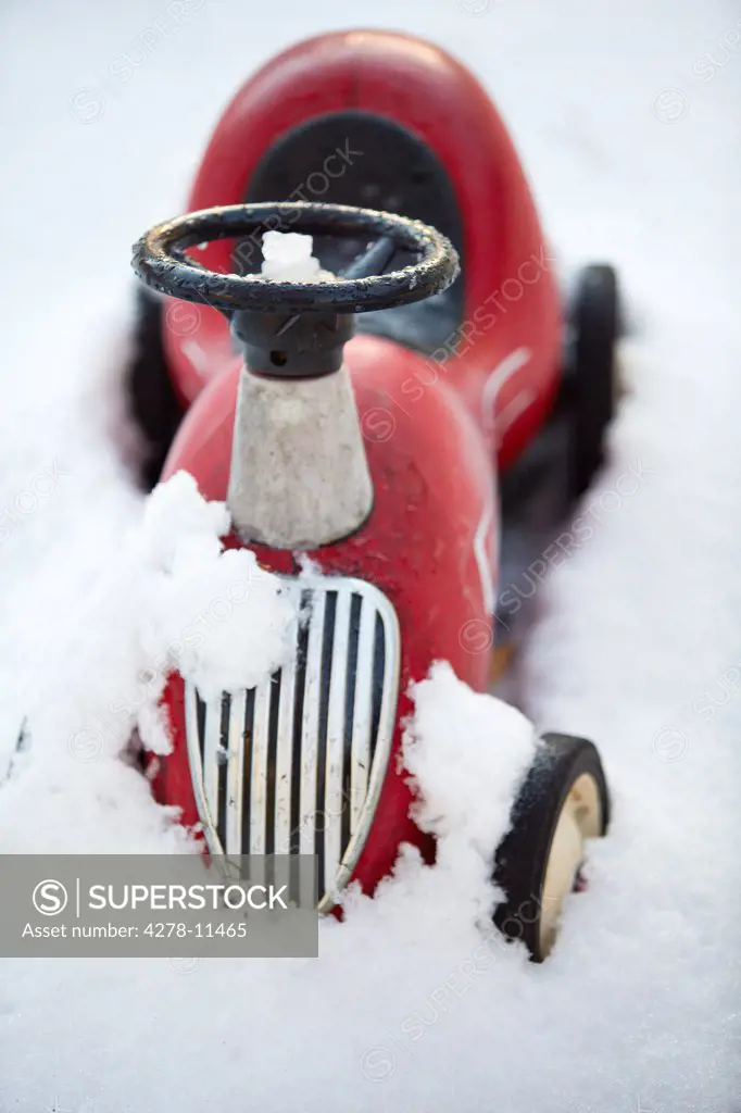 Toy Tractor in Snow