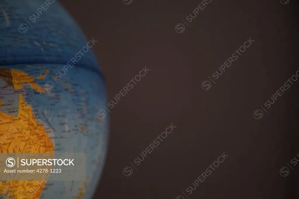 Close up of a world globe